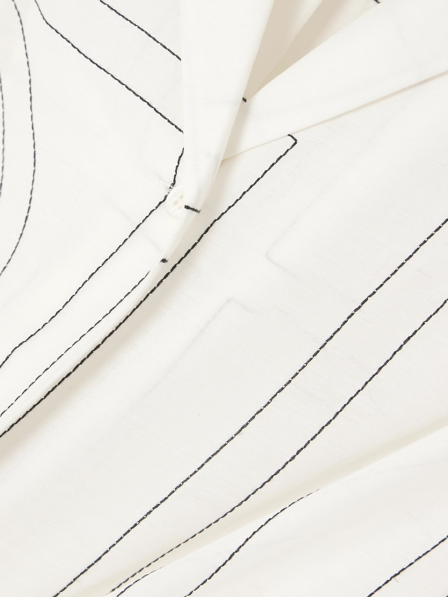 Embroidered organic cotton and silk-blend shirt White - 6