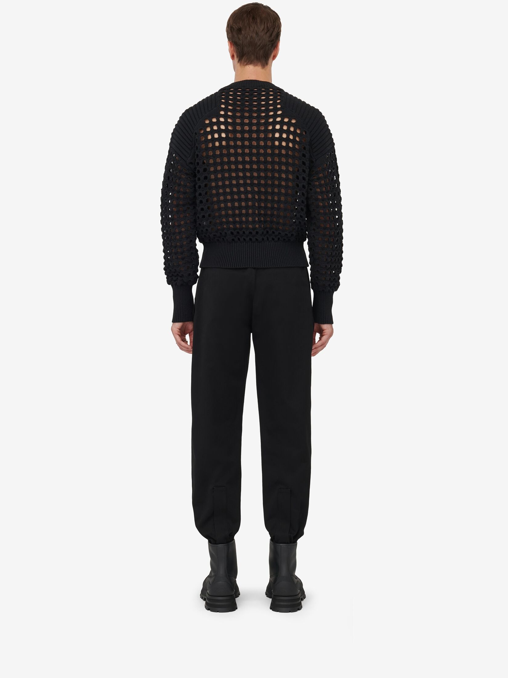 Men's Textured Mesh Jumper in Black/crystal - 4