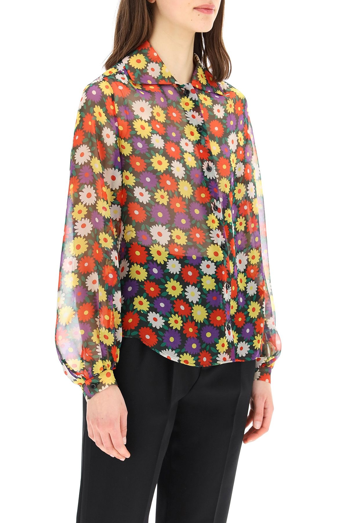 FLOWER PRINT MOUSSELINE SHIRT - 3