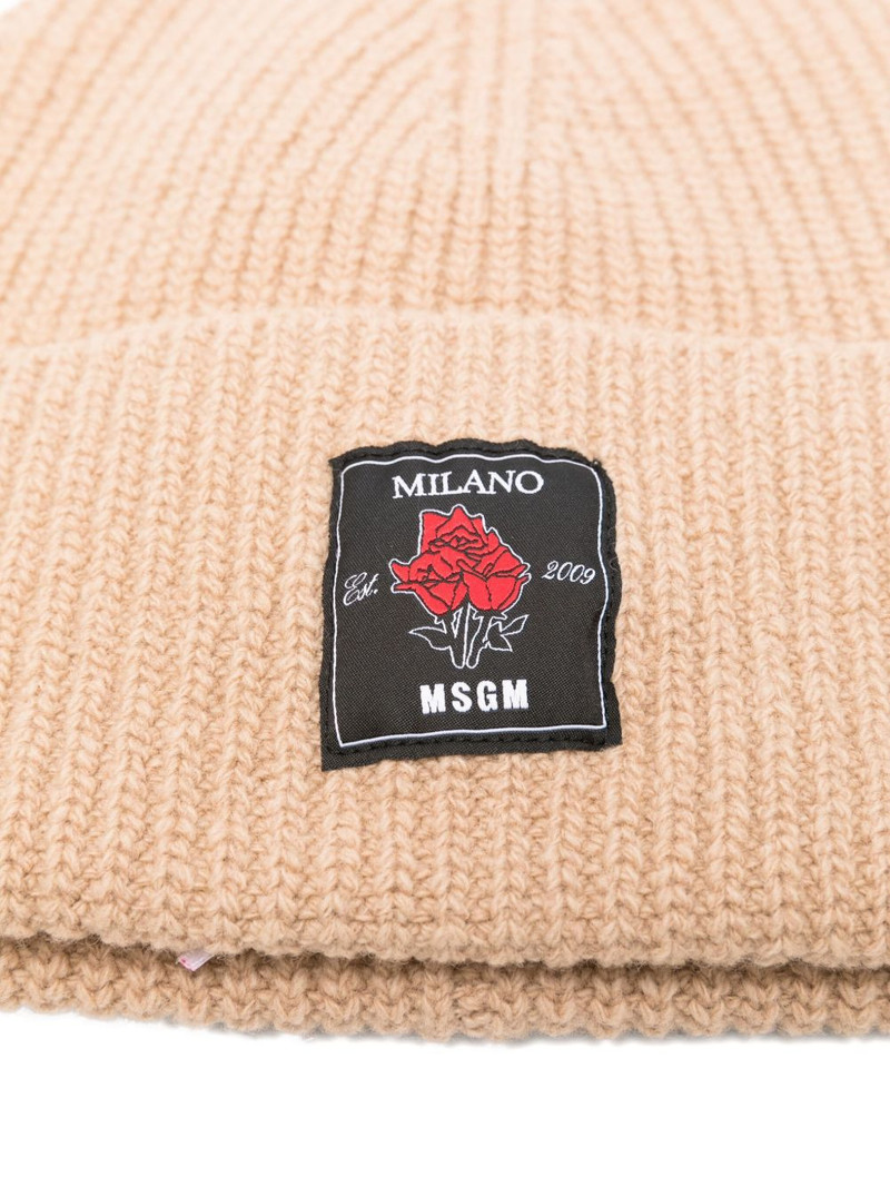 MSGM ribbed-wool logo-patch beanie hat outlook