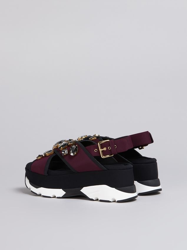 BURGUNDY AND BLACK WEDGE IN TECHNICAL FABRIC - 3