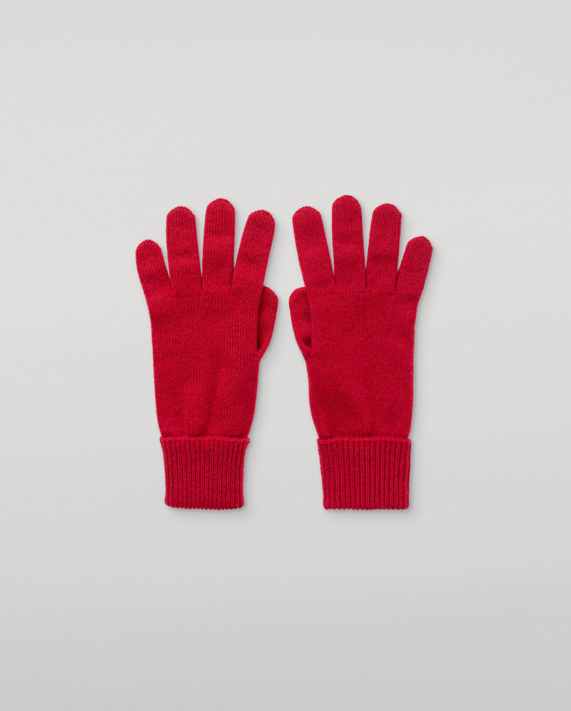 Turnback Cuff Women's Red Cashmere Gloves 1