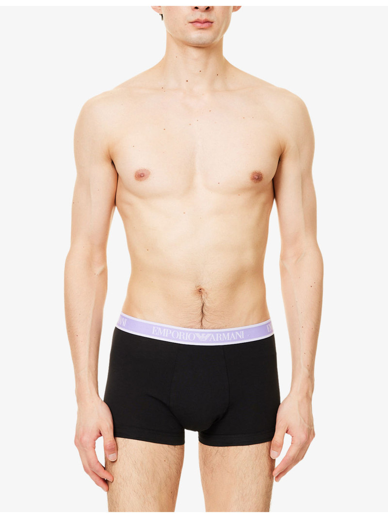 EMPORIO ARMANI Branded Mid-Rise Pack Of Three Stretch-Cotton Trunks outlook