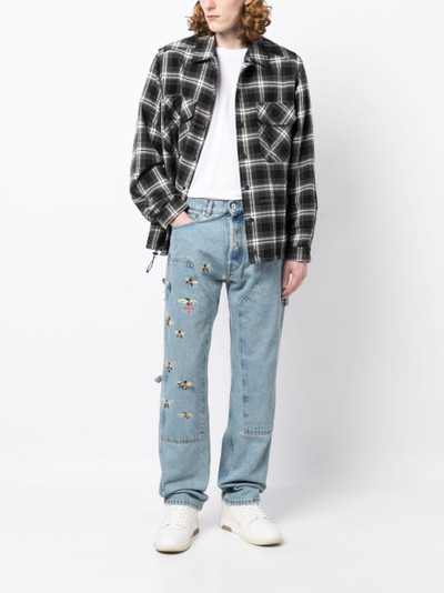 Off-White x Virgil Abloh bee-embroidered jeans outlook