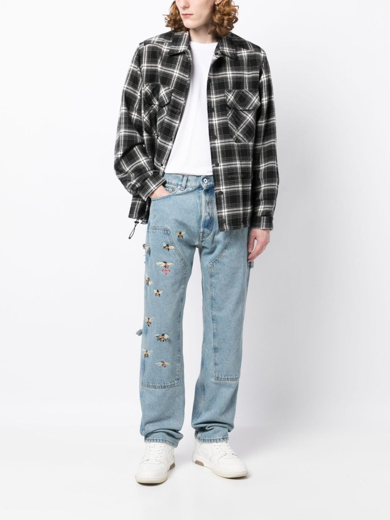 Off-White x Virgil Abloh bee-embroidered jeans outlook