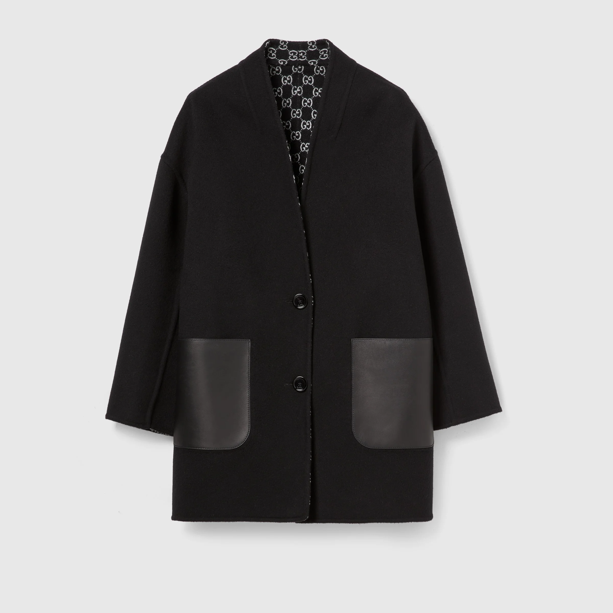 Reversible silk wool coat - 1