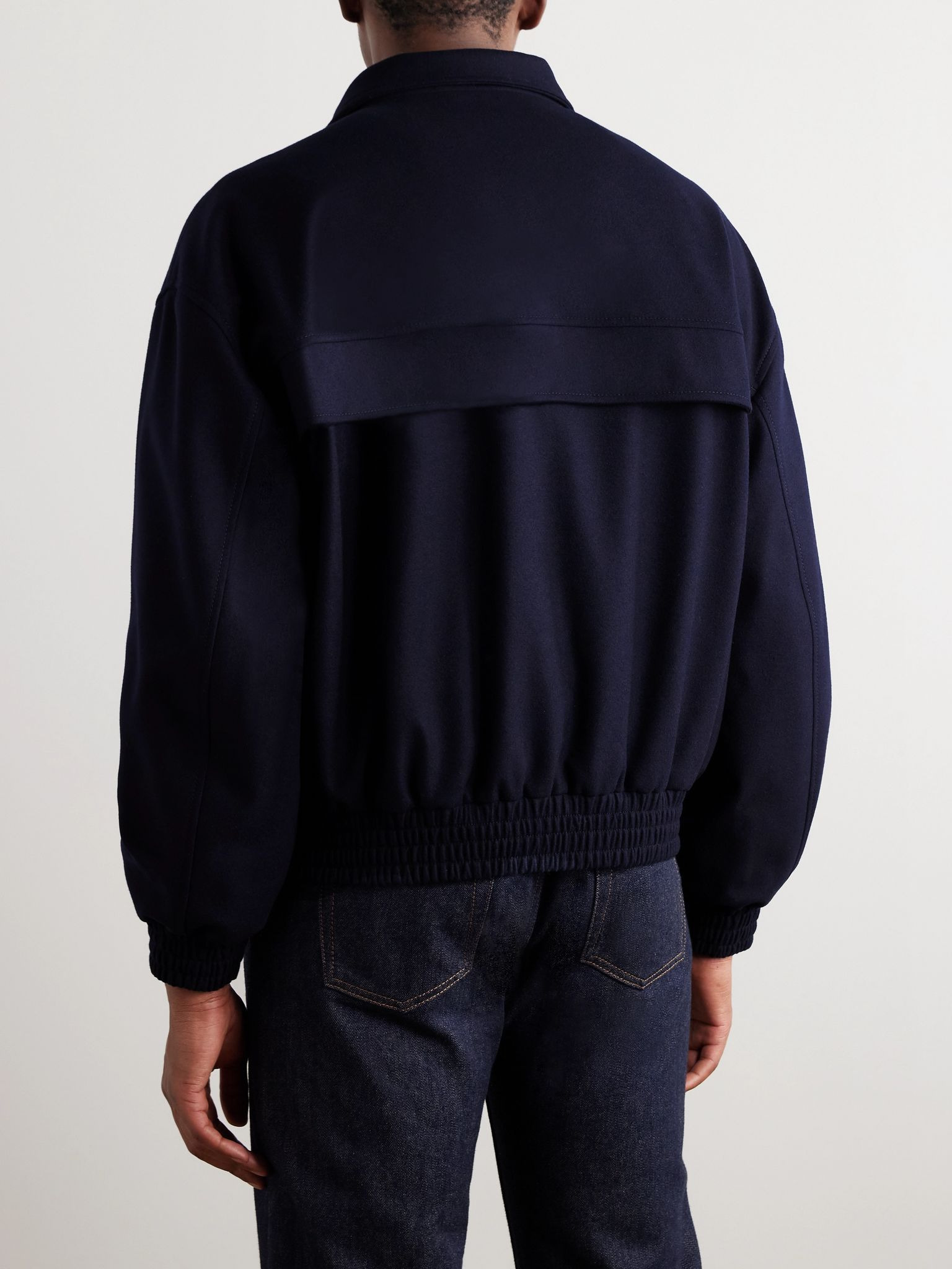 Tristar Wool and Cashmere-Blend Flannel Bomber Jacket Blue - 3
