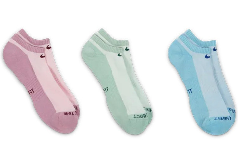 Nike Nike Everyday Lightweight Alphabet Knit Colorblock Sports Socks Unisex 3 Pairs Pink / Green / Blue D outlook