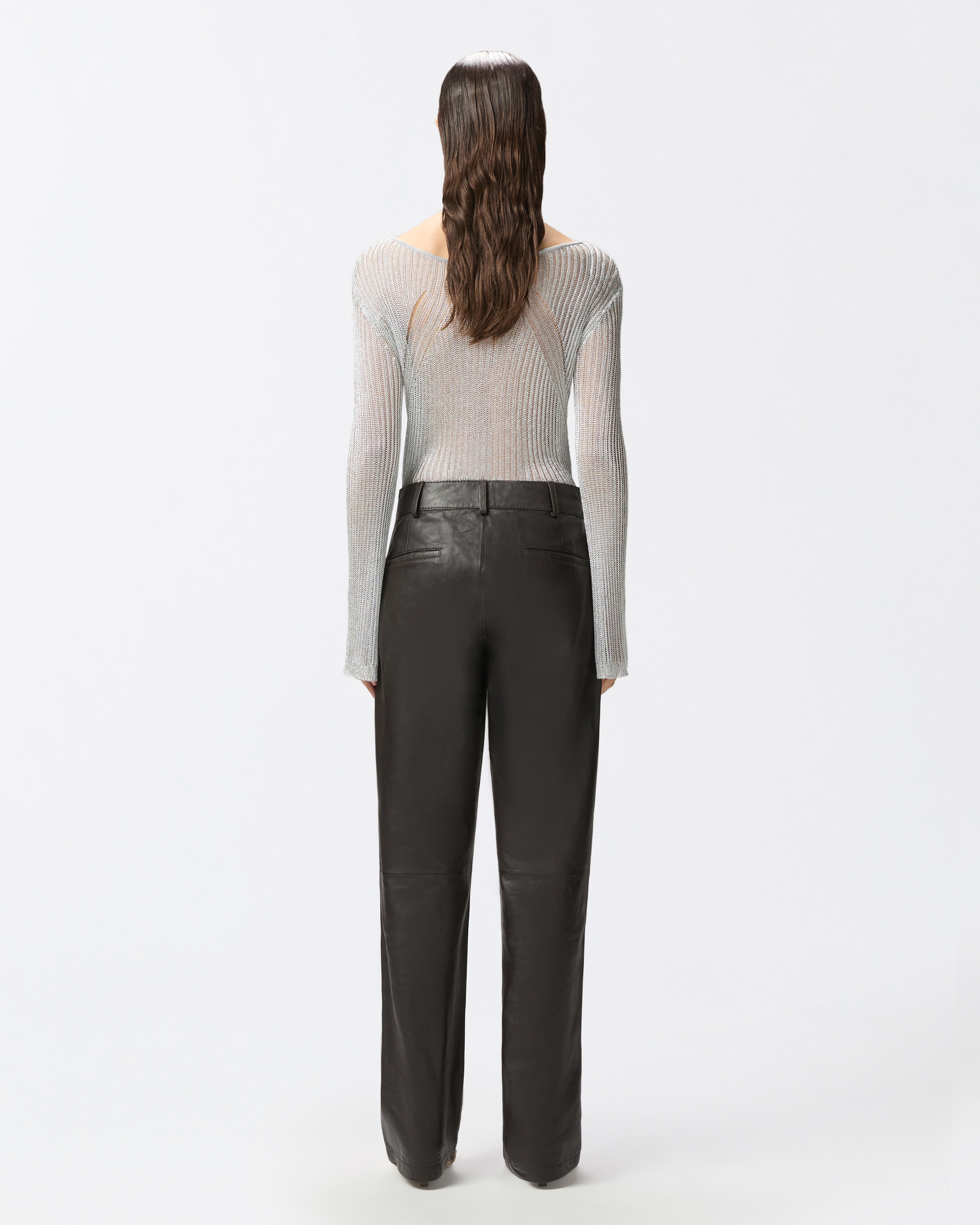 REIMAGINE BY PINKO X PATRICK MCDOWELL LEATHER TROUSERS WITH CROSSOVER - 4