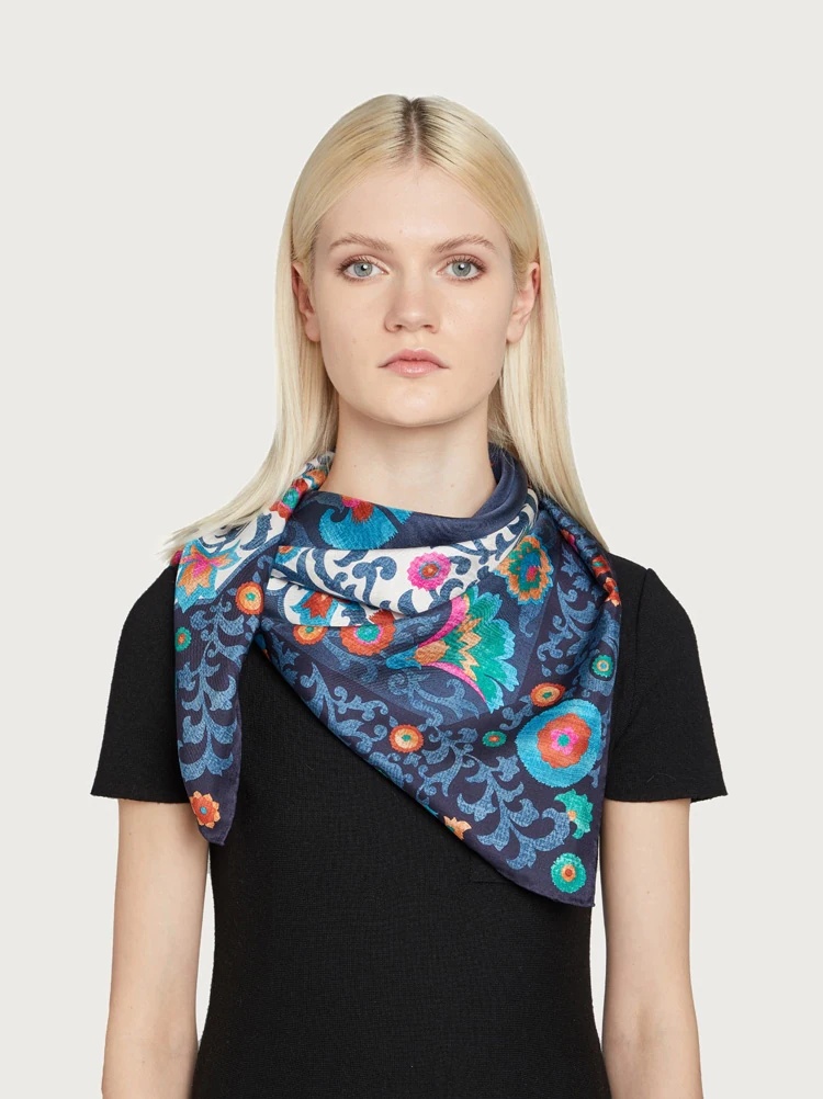 UZBEKISTAN PRINT SILK SCARF - 2