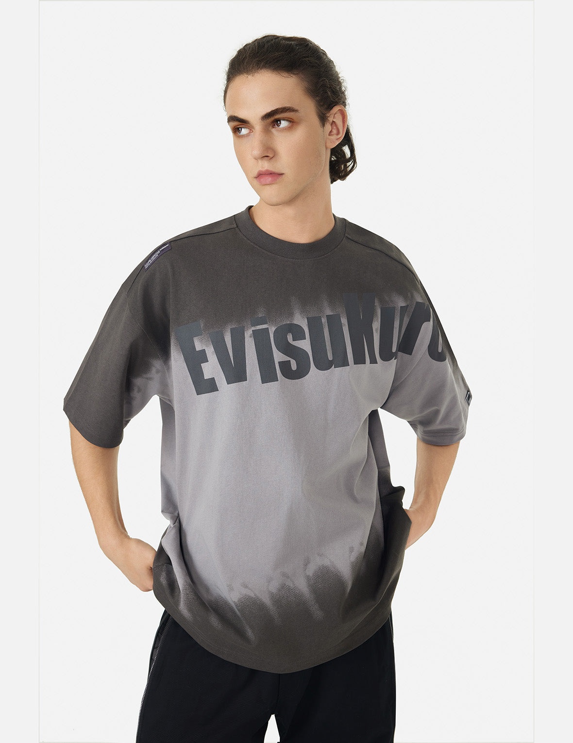 Tie-dye Logo and Slogan Print Oversized T-shirt - 5