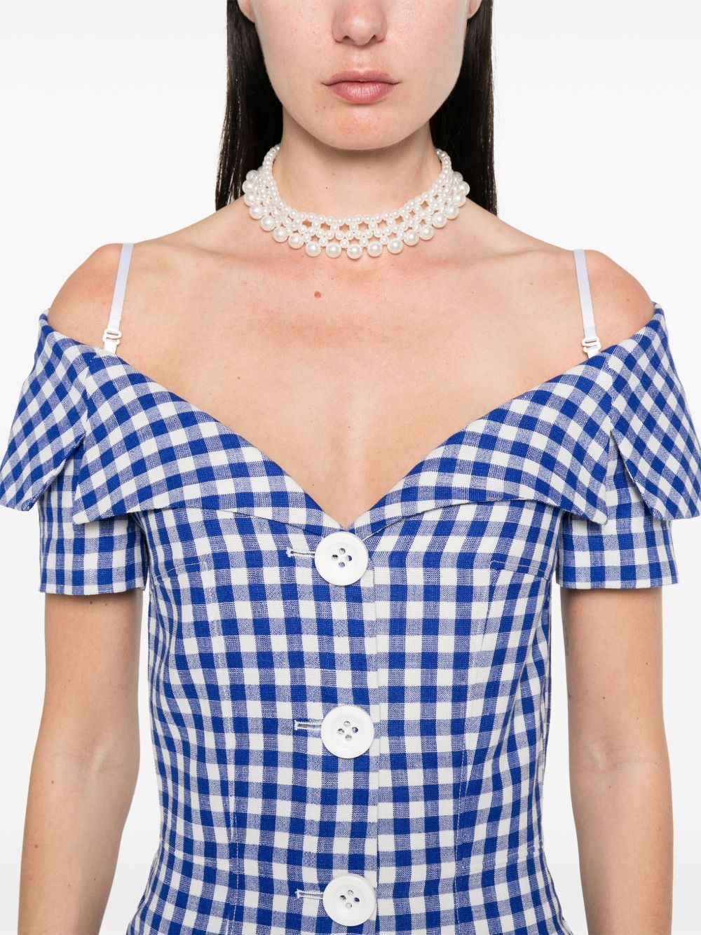 gingham check-print mini dress - 6