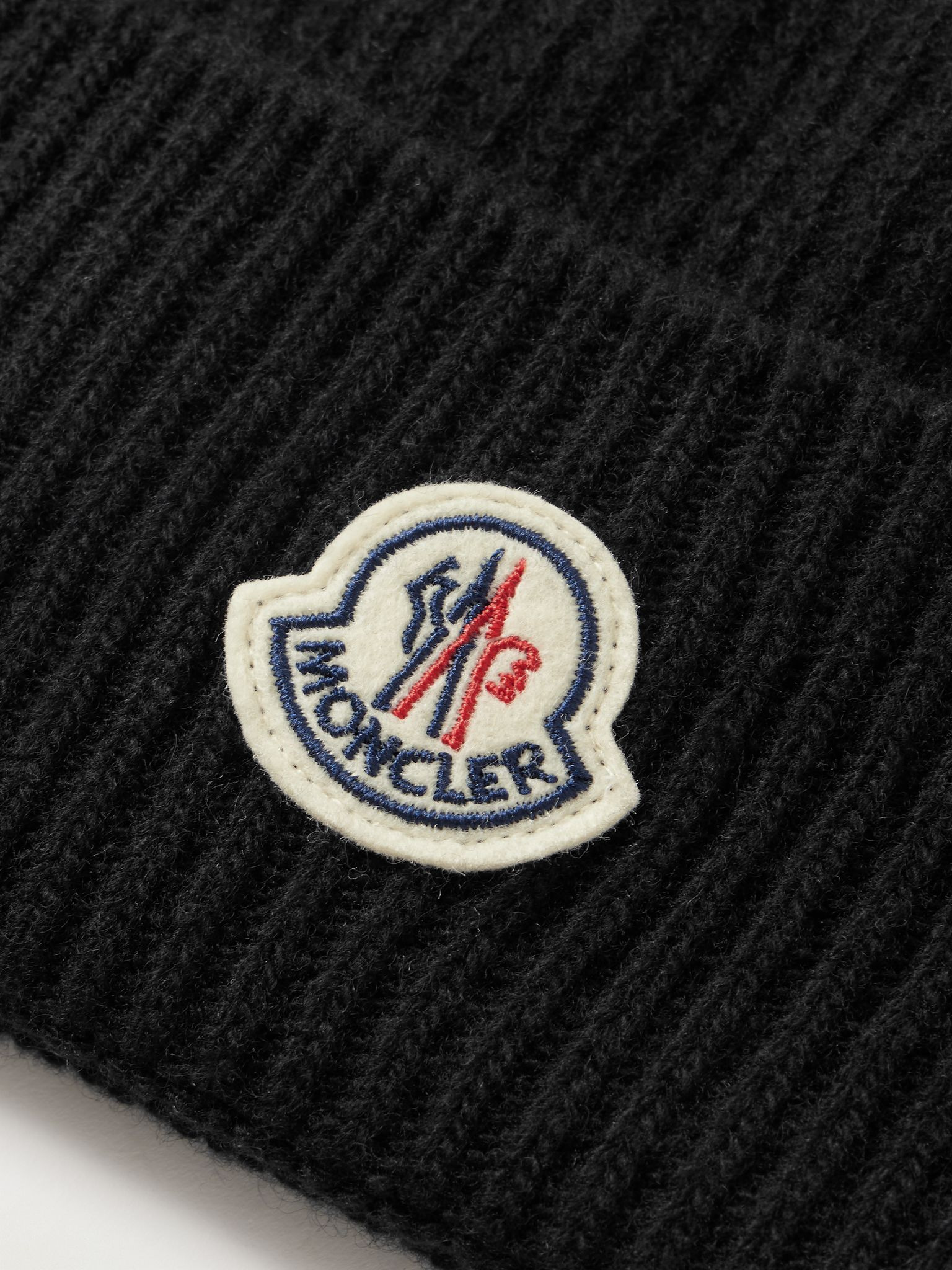 Logo-Appliquéd Ribbed Virgin Wool and Cashmere-Blend Beanie Black - 3