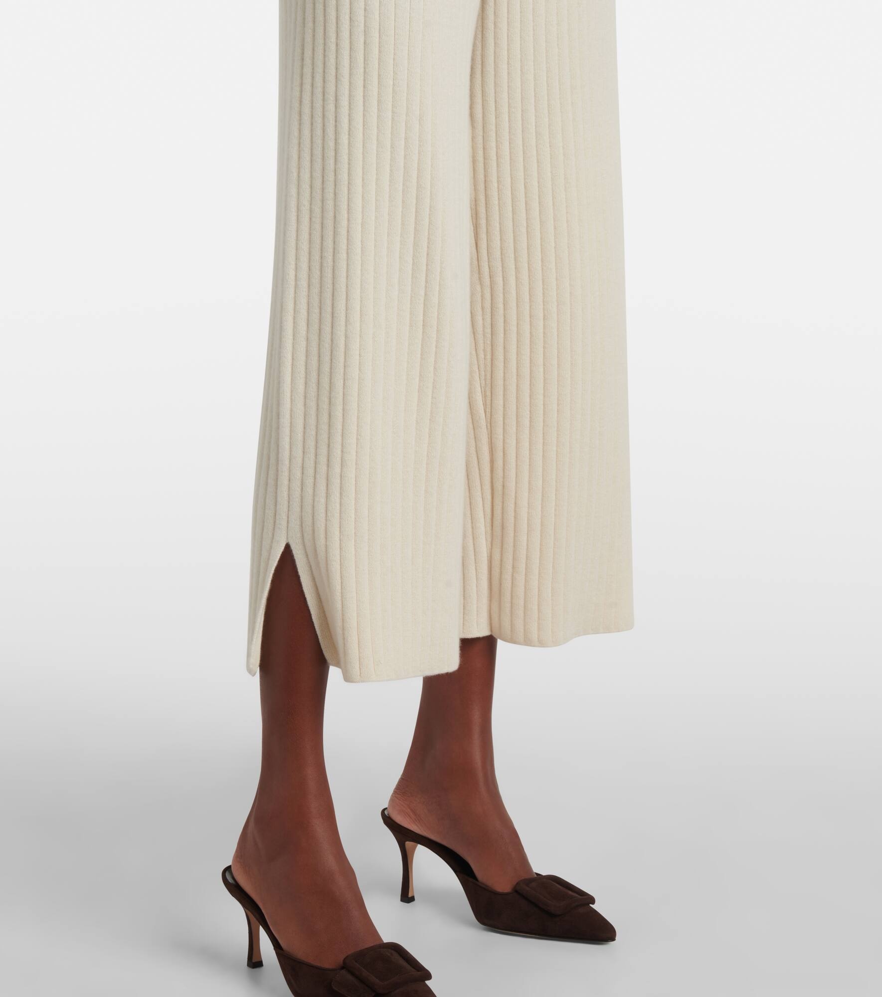 Coste ribbed-knit cropped cashmere pants - 5