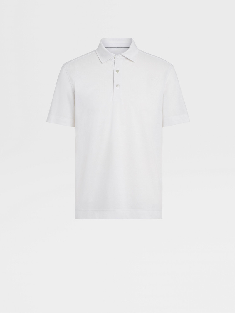 OPTICAL WHITE COTTON AND SILK POLO SHIRT 1