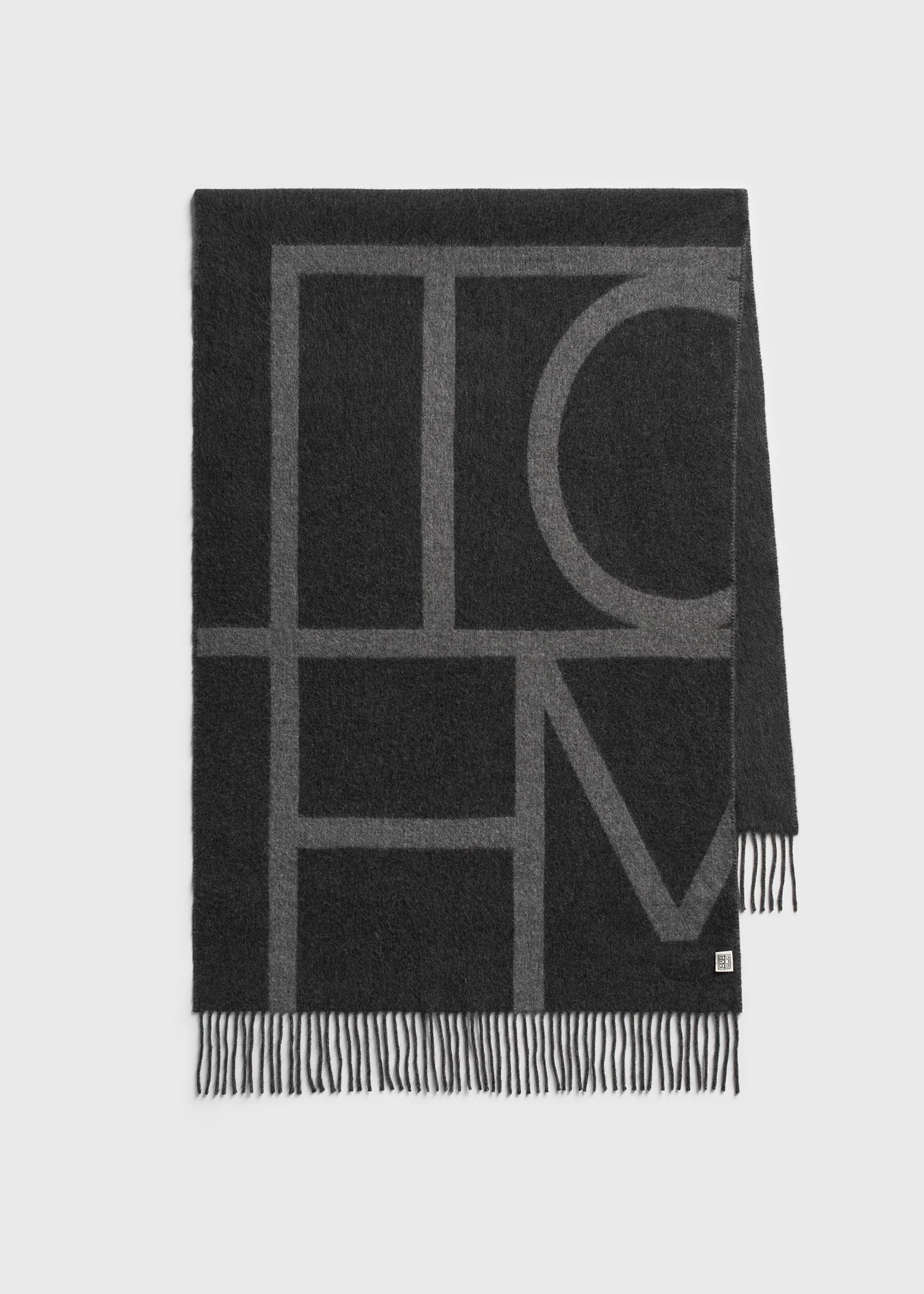 Monogram brushed wool scarf grey melange - 1