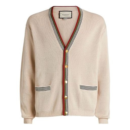 Gucci V-Neck Cotton Cardigan 'Beige' 626268-XKBFU-9750 - 1