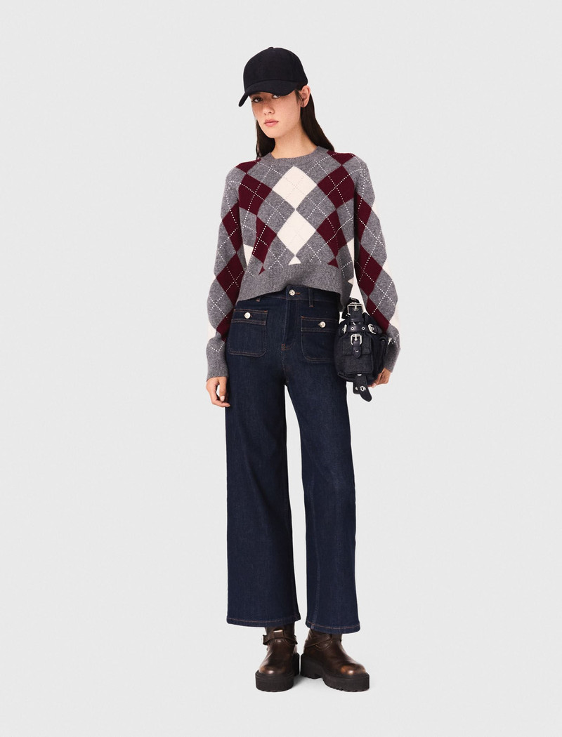 maje Cropped argyle pattern sweater outlook