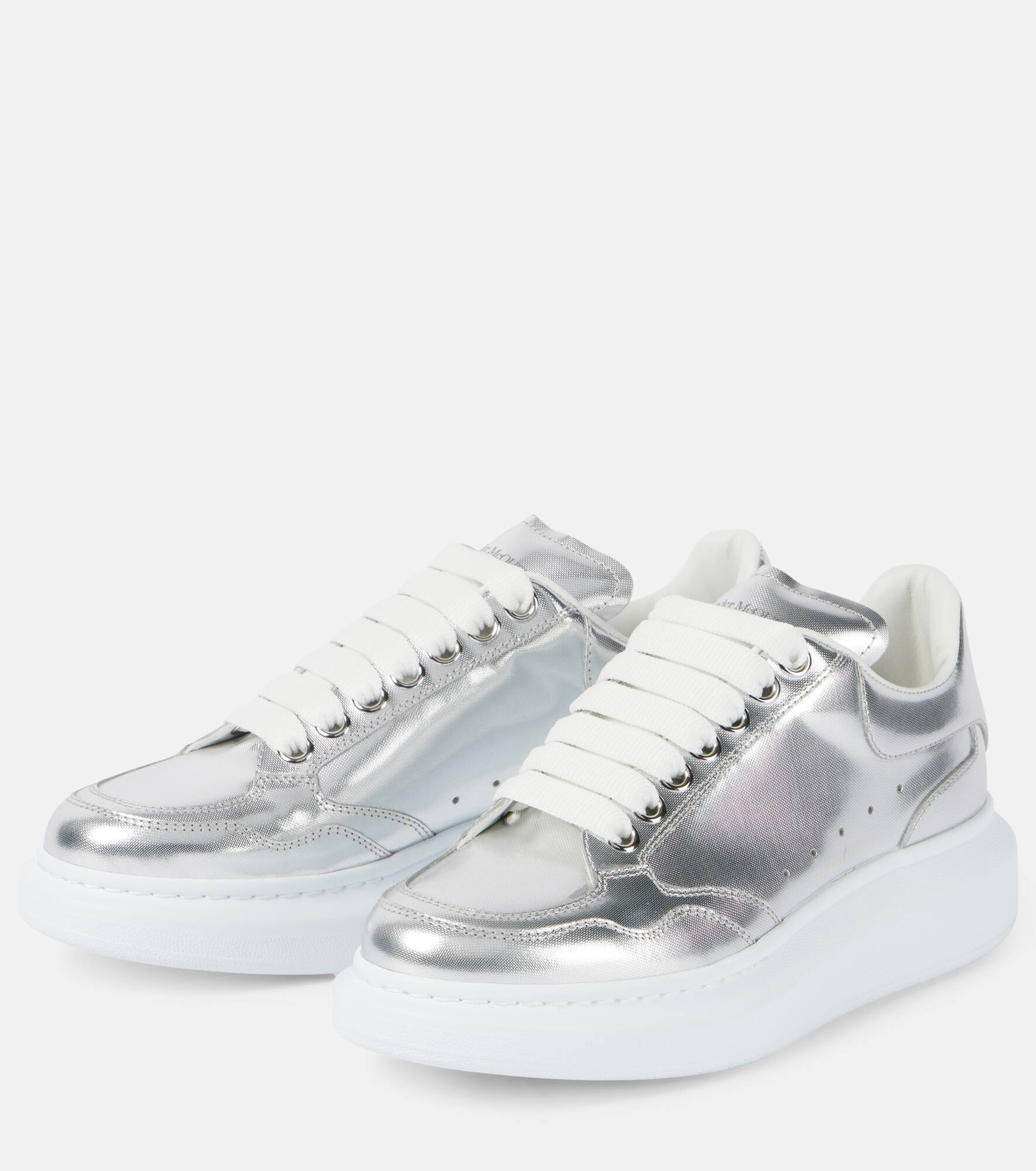 Oversized metallic leather sneakers - 5