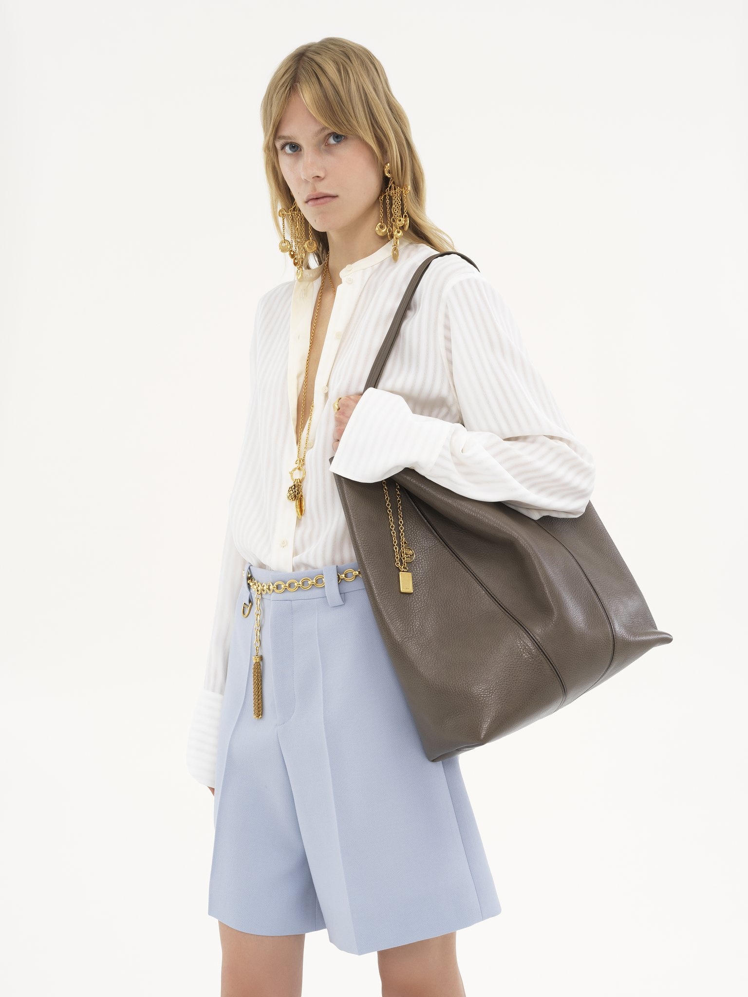 LARGE CHLOÉ SPIN TOTE BAG IN GRAINED LEATHER - 2