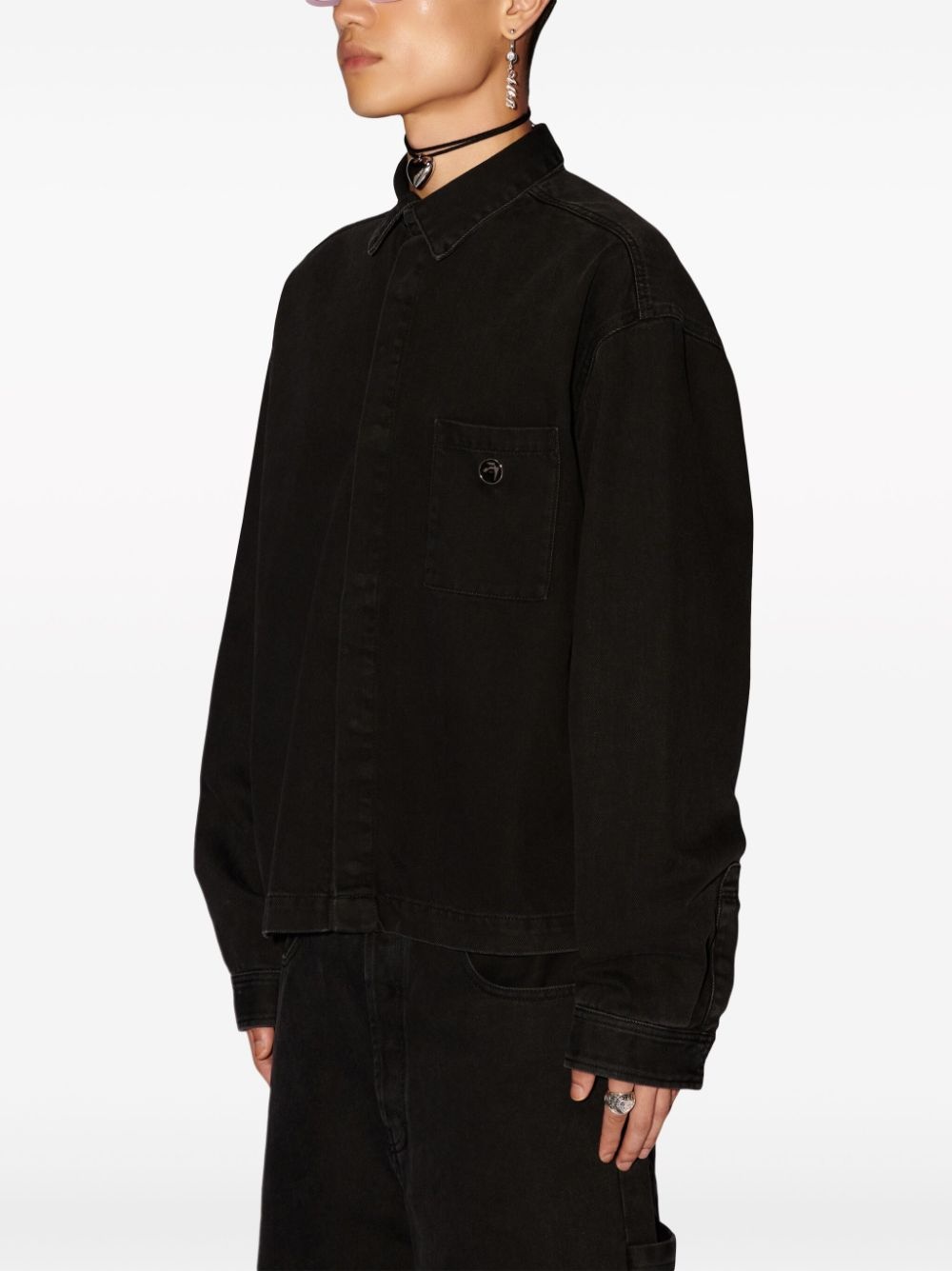 logo-embroidered cotton shirt - 4