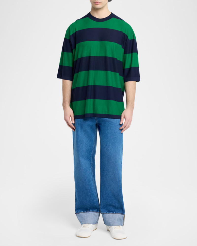 Bottega Veneta Men's Cashmere Wide-Stripe Oversized Crewneck T-Shirt outlook