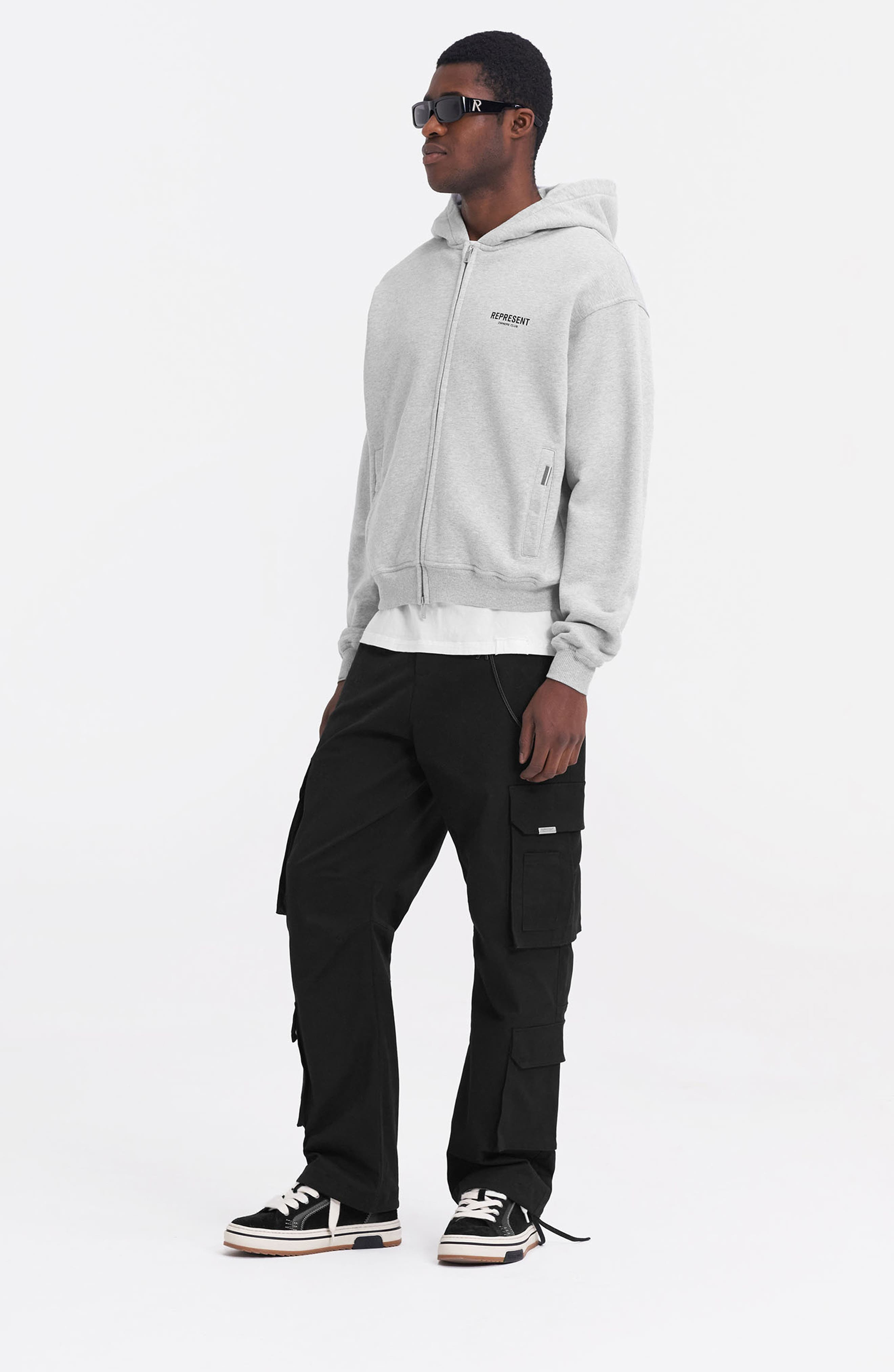 Represent Owners' Club Script Graphic Zip Hoodie in Ash Grey at Nordstrom - 8