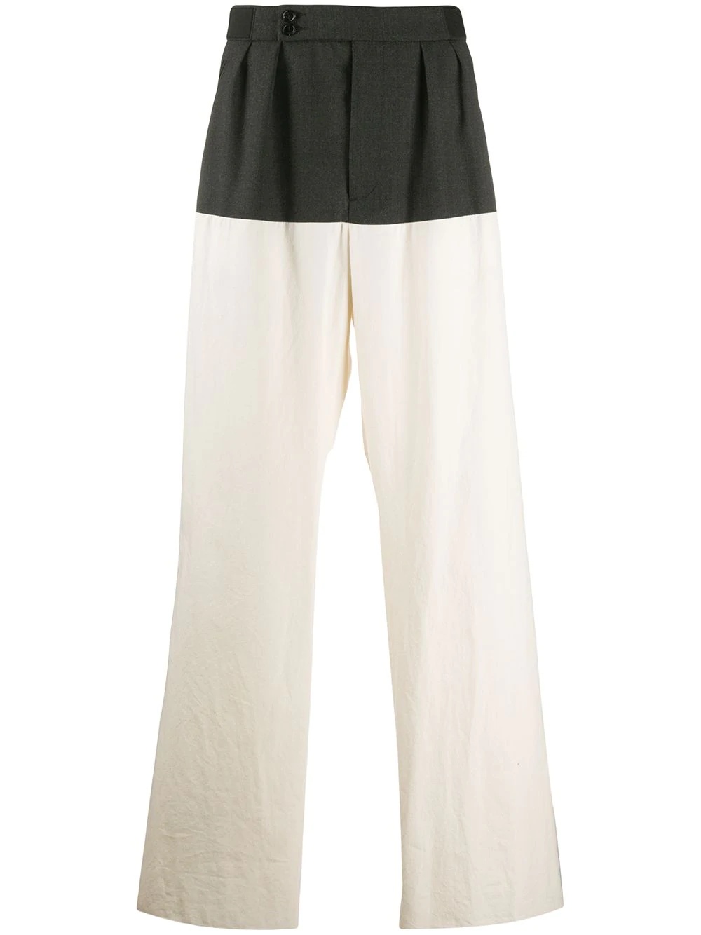 two-tone wide-leg trousers - 1