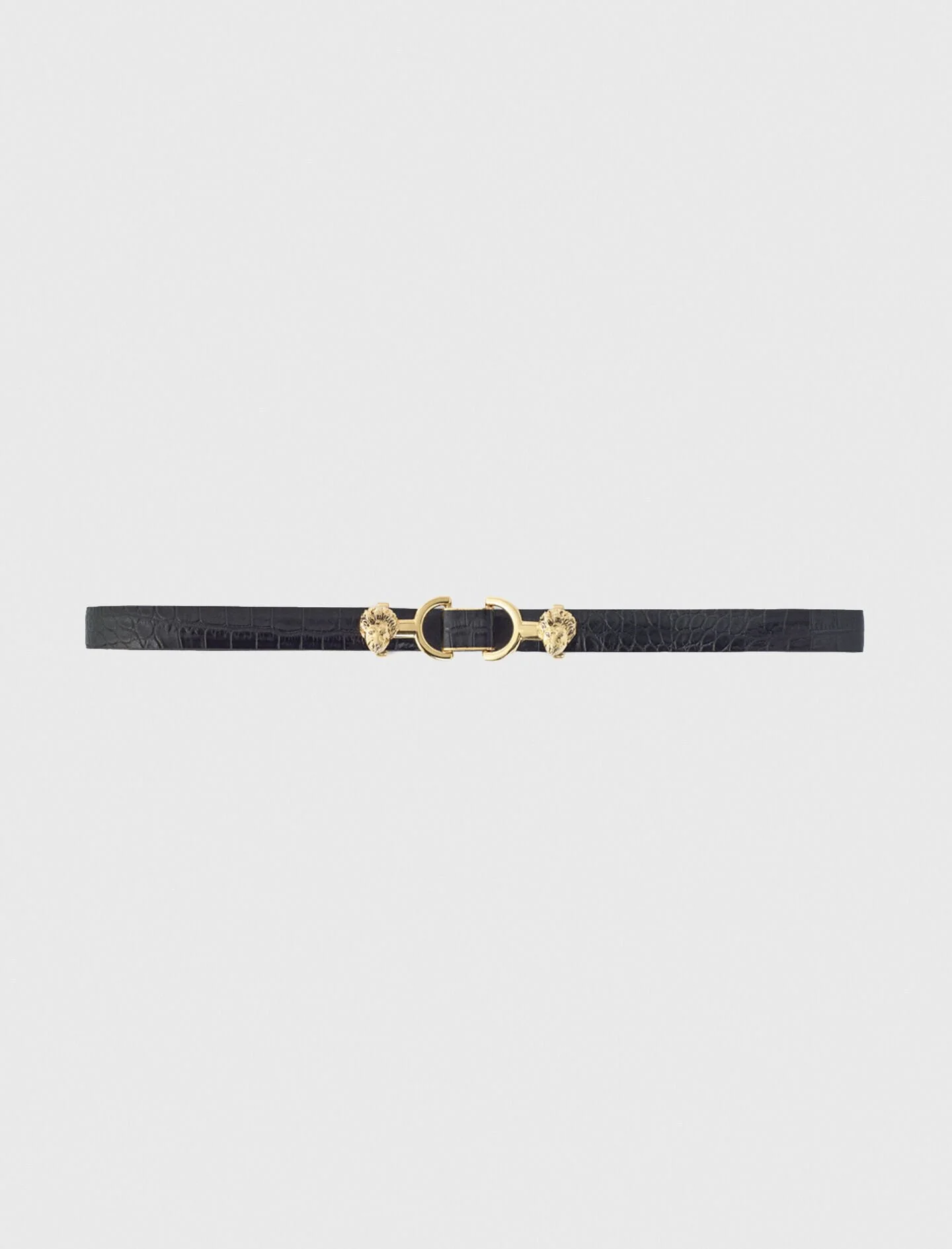 Thin leather belt with lion bit - 1