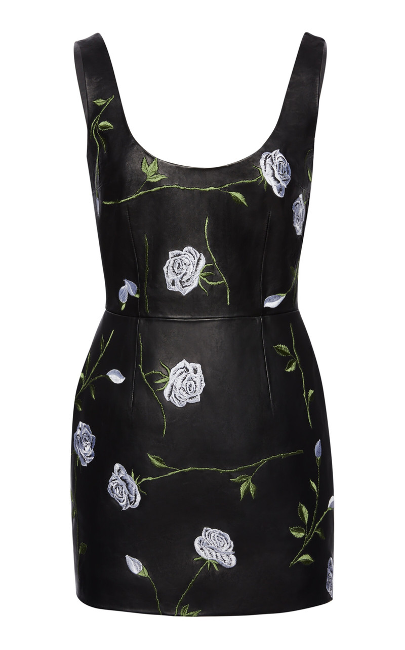 magda butrym leather dress MAGDA BUTRYM Floral-Appliqu Leather Bustier Dress