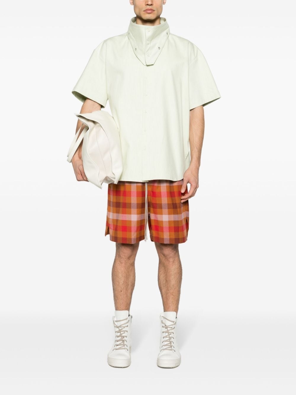 plaid-check cotton shorts - 2