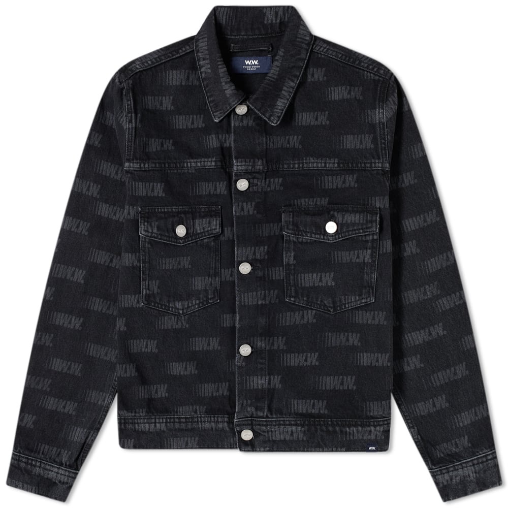 Wood Wood Cam Logo Print Denim Jacket - 1