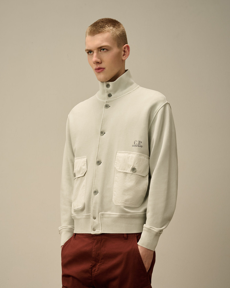 Cotton Diagonal Fleece Resist Dyed Button Sweatshirt 3