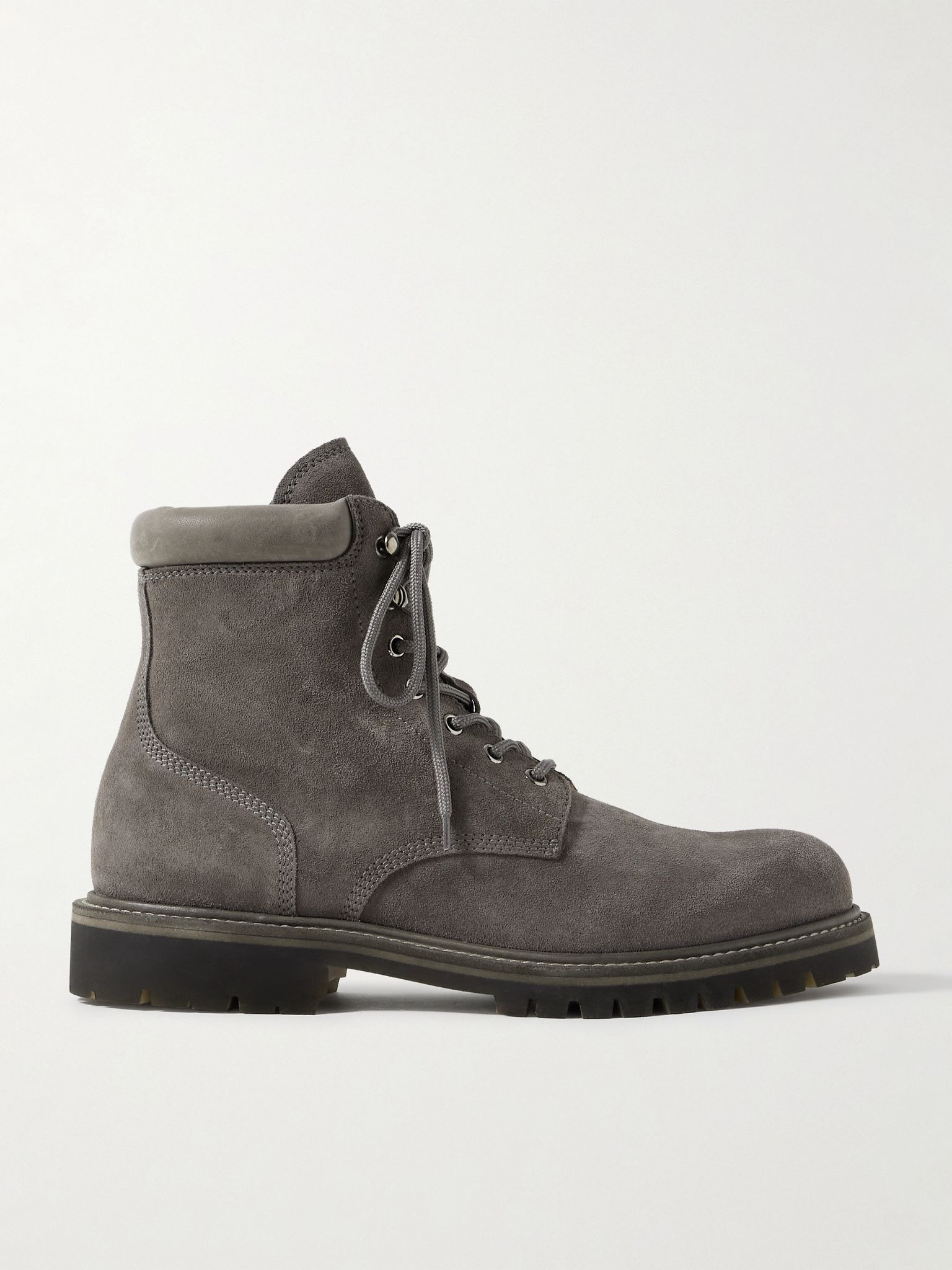 Boss 002 Leather-Trimmed Suede Boots Gray - 1