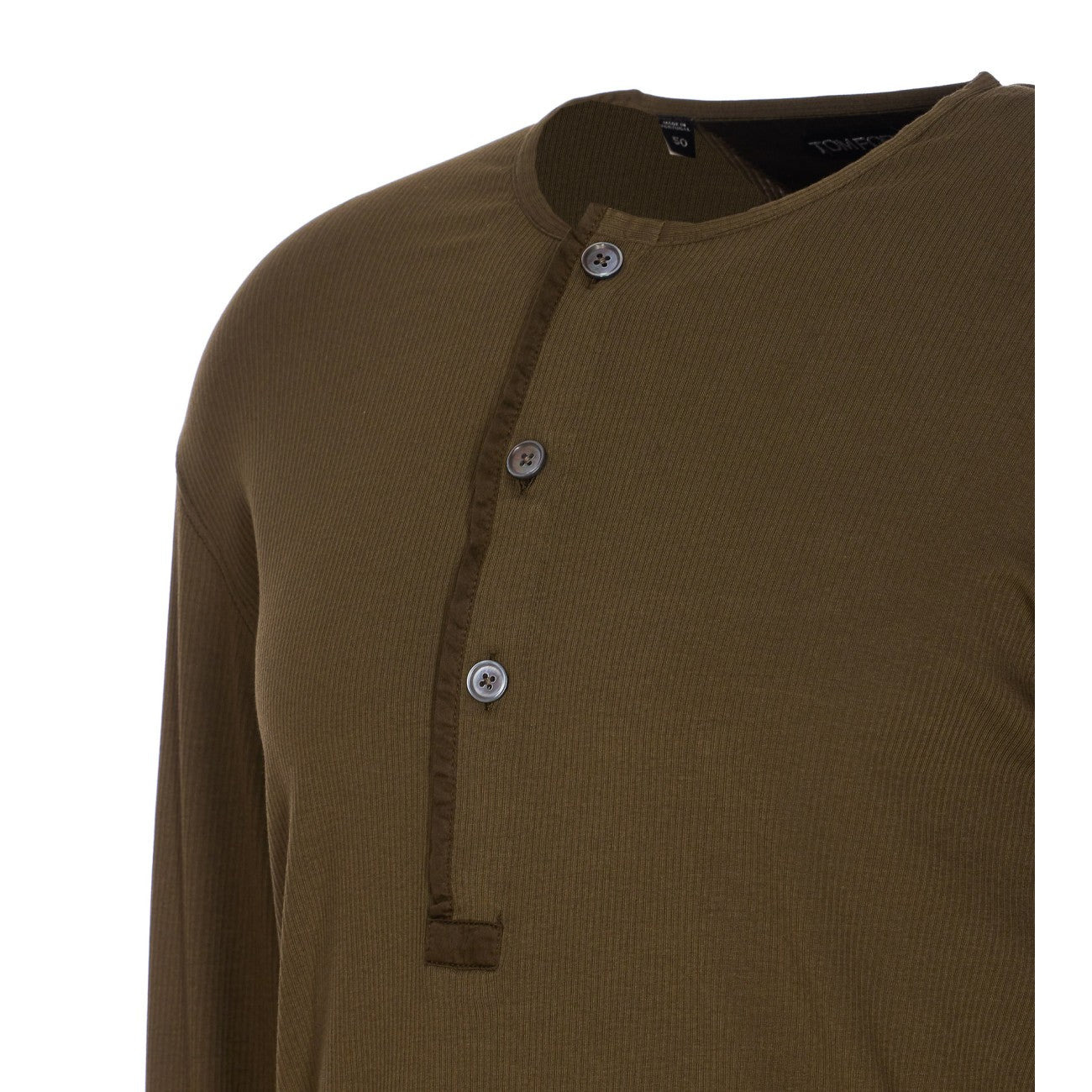 Tom Ford Men Ribbed Longsleeves Henley T-Shirt - 2