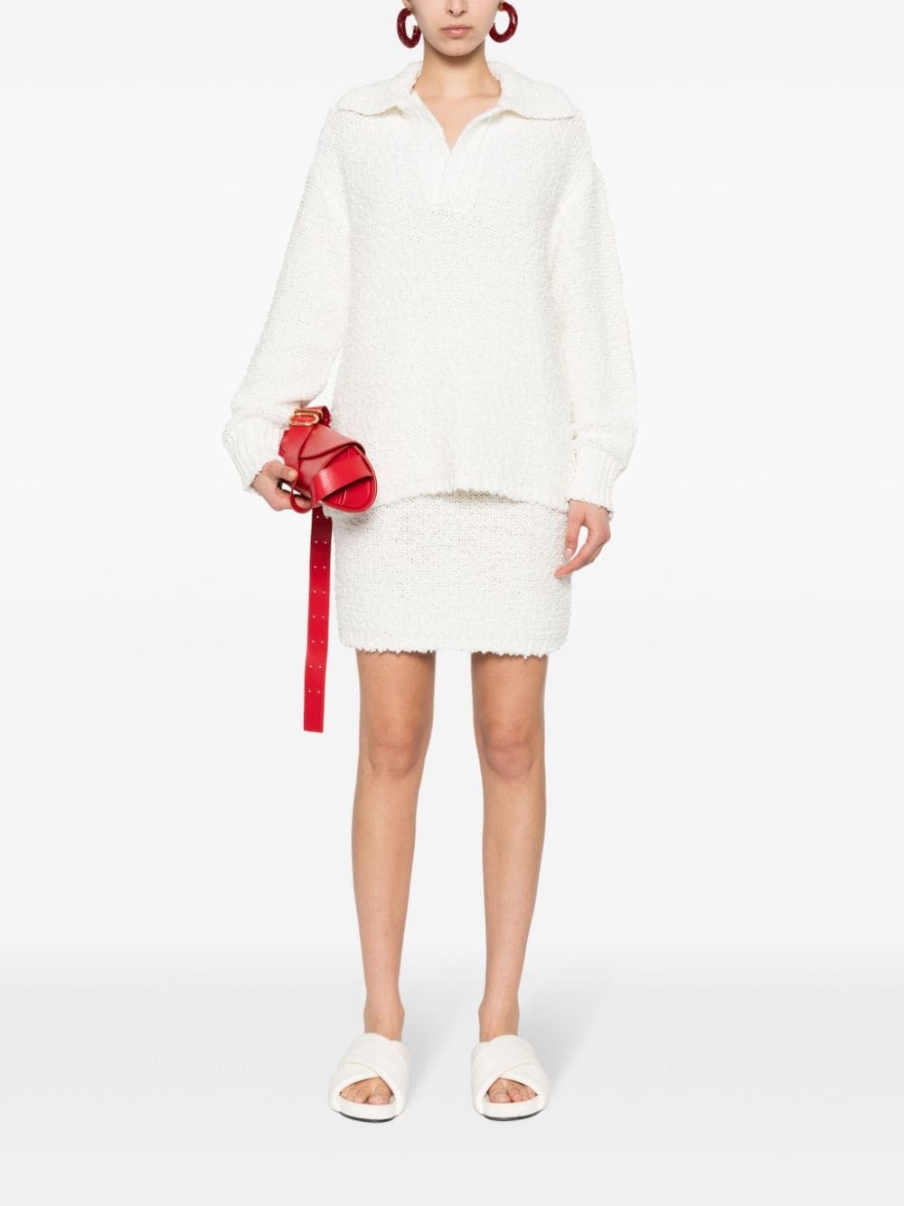 textured knit polo jumper - 2