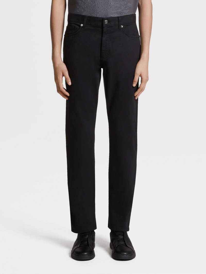 ZEGNA BLACK STRETCH COTTON ROCCIA JEANS outlook