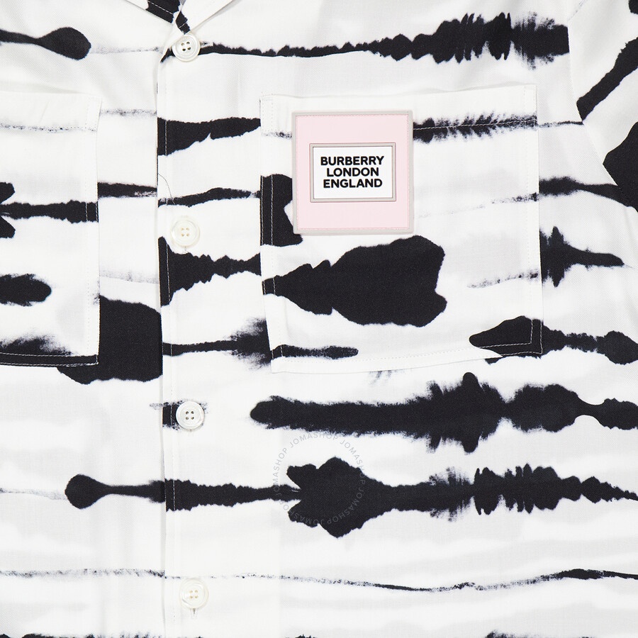Burberry Cape Detail Short-sleeve Watercolour Print Twill Shirt - 7