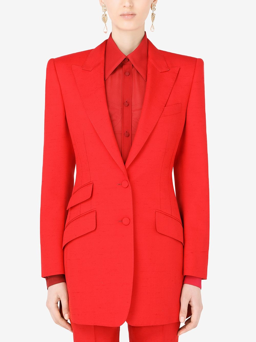 peak lapel flap pocket blazer - 3