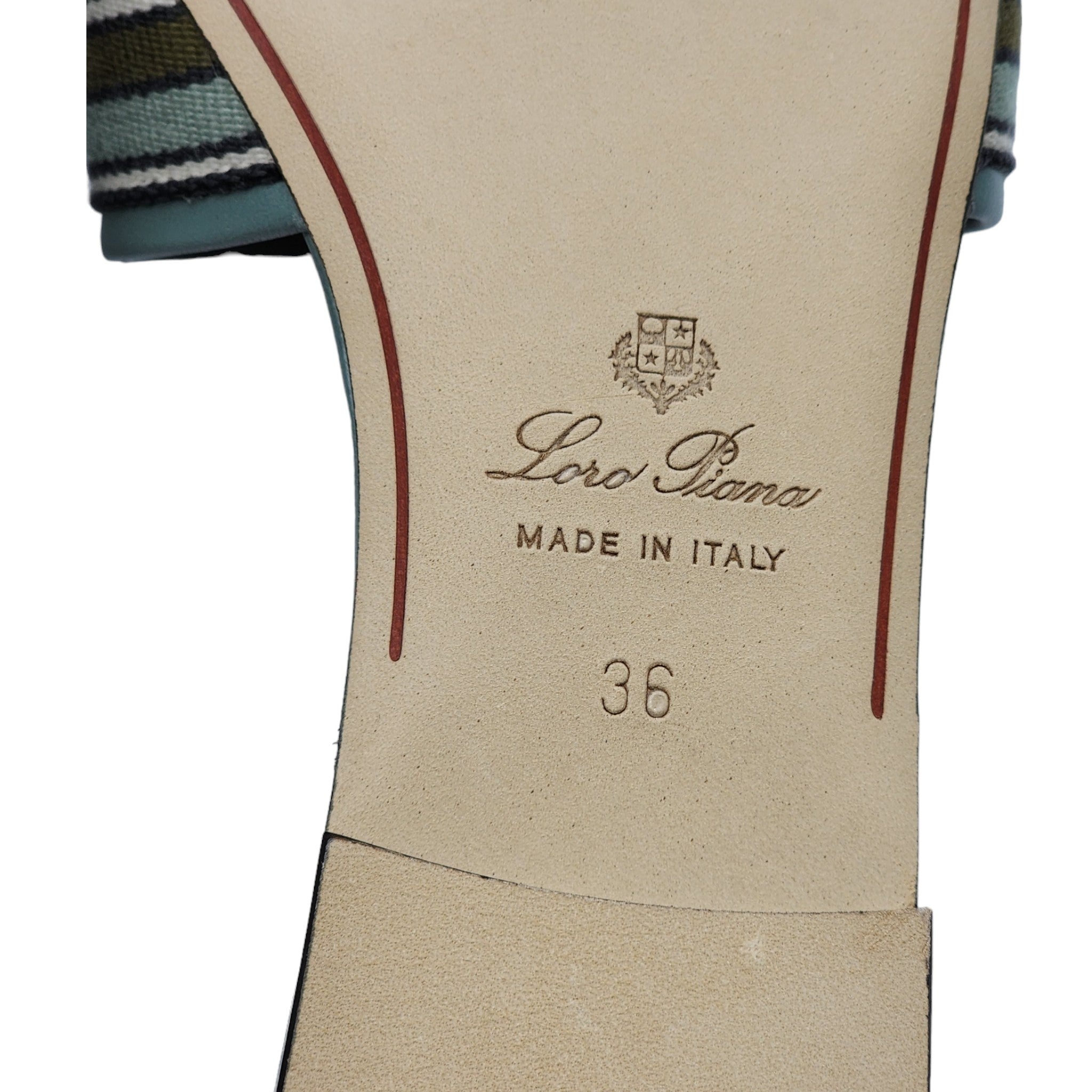 Loro Piana The Suitcase Stripe Flat Sandals in Blue - 7