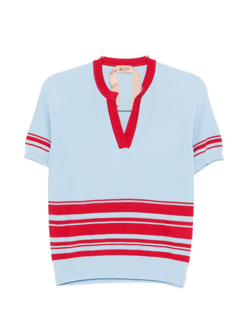 striped V-neck top 1