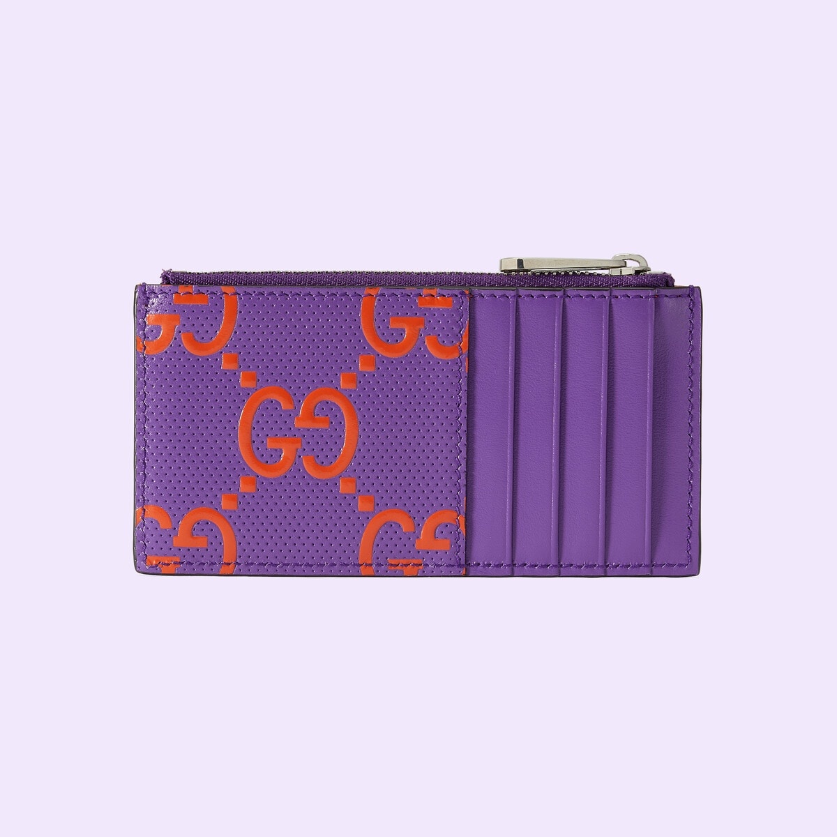 GG embossed zip card case - 3