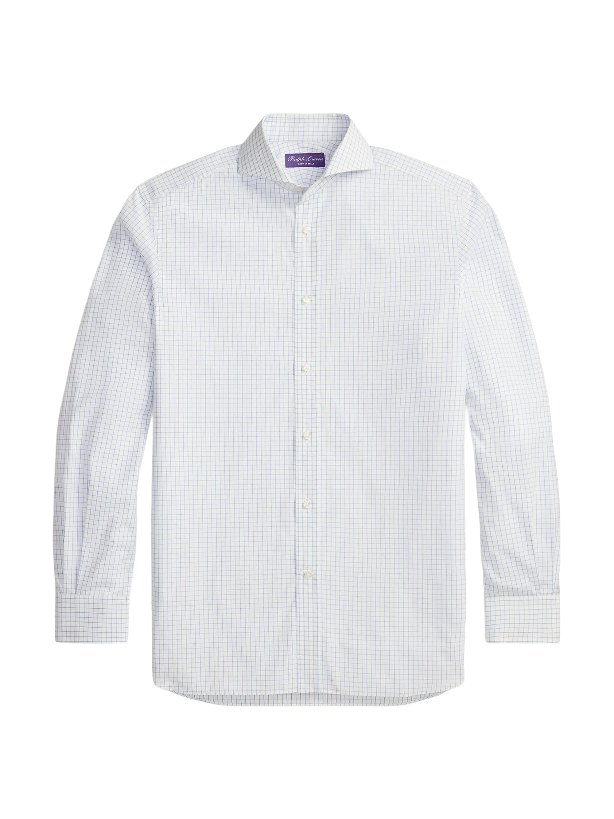 Men's Keaton Tattersall Cotton Dress Shirt - Blue White - 1