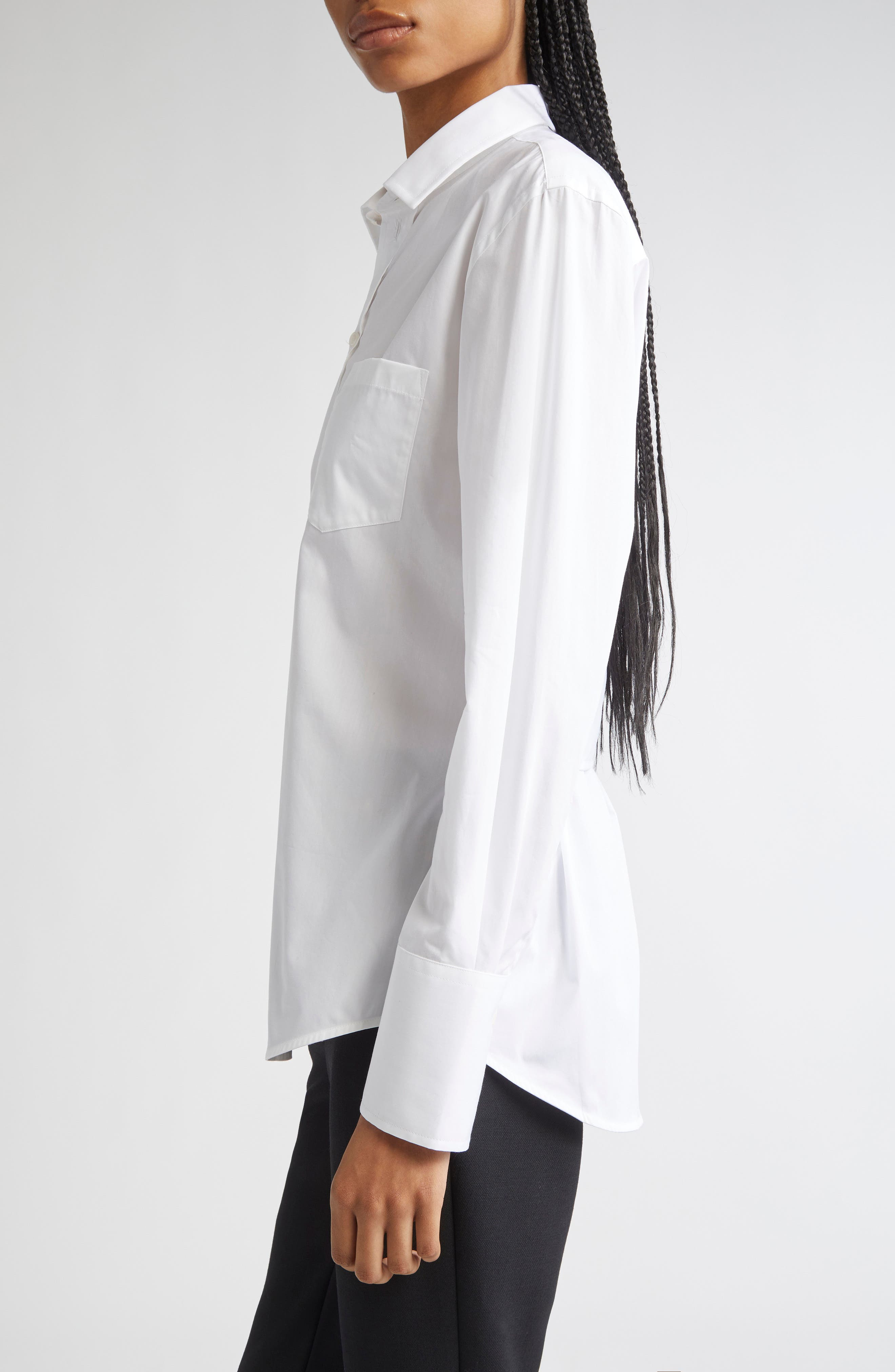 Victoria Beckham Tab Detail Button-Up Shirt in White at Nordstrom - 4