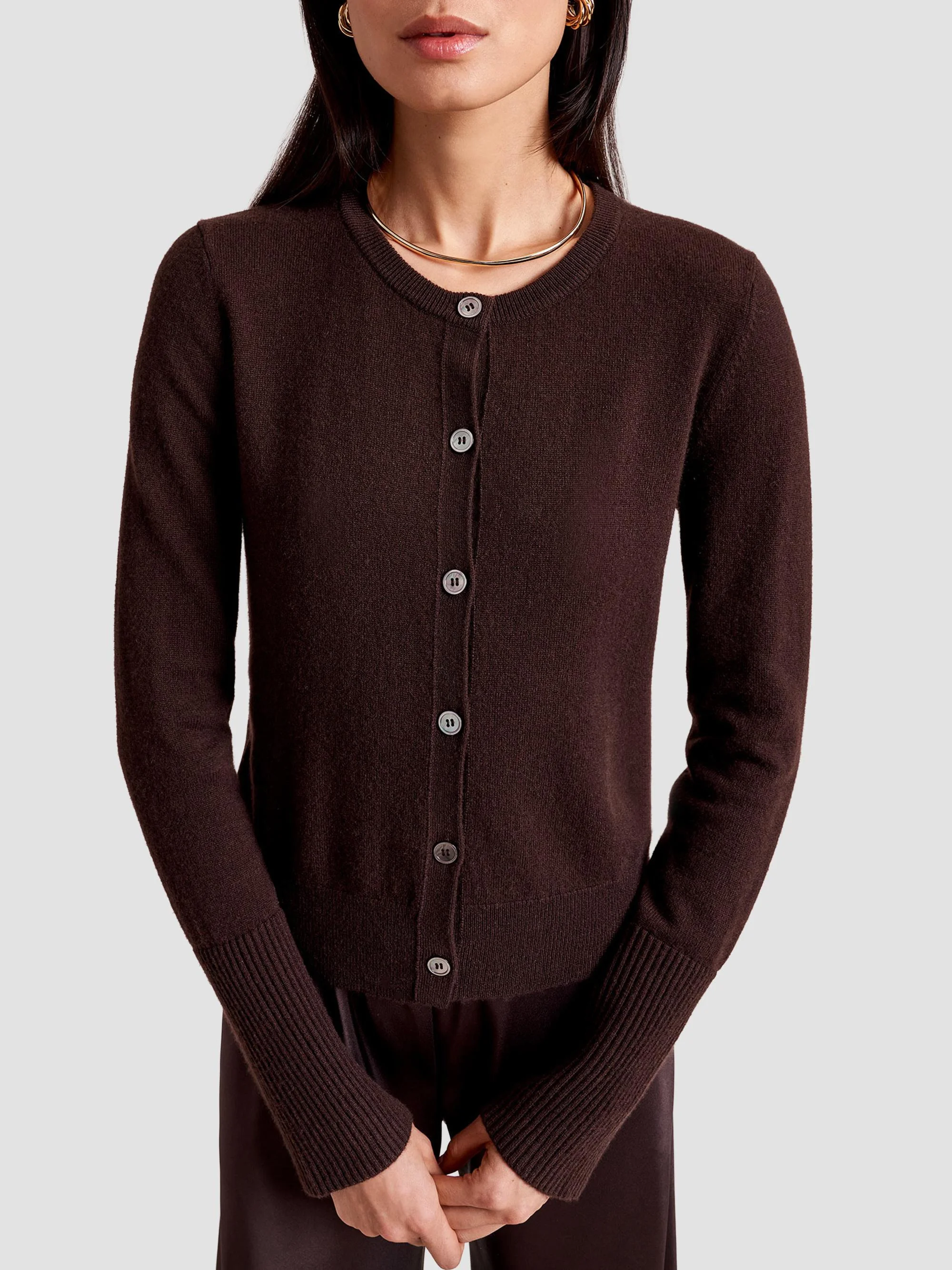 Women's Cashmere Cardigan - Chocolate - 1
