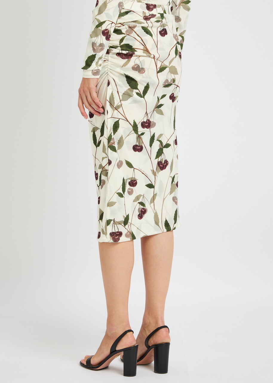 Stella Mccartney Cherry Printed Mesh Midi Skirt - 3