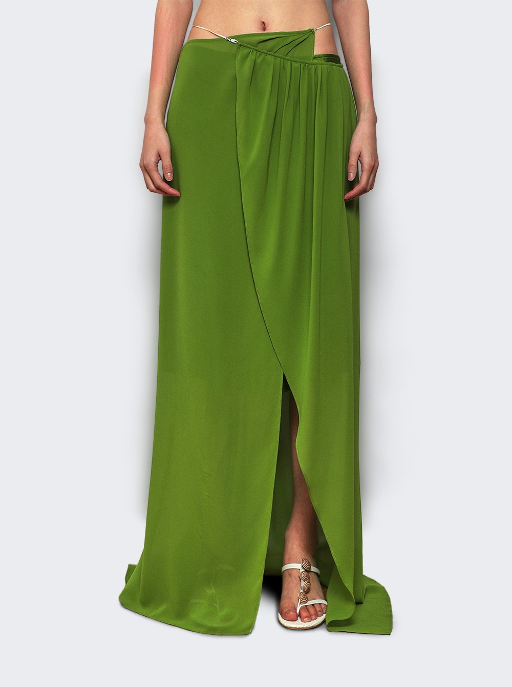 Silk Chain Sarong Skirt Cactus Green - 2
