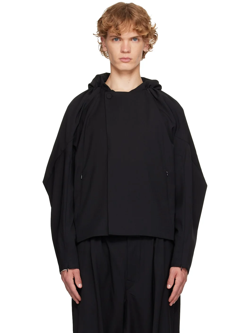 Black Helmond Gathered Blouson Jacket - 1