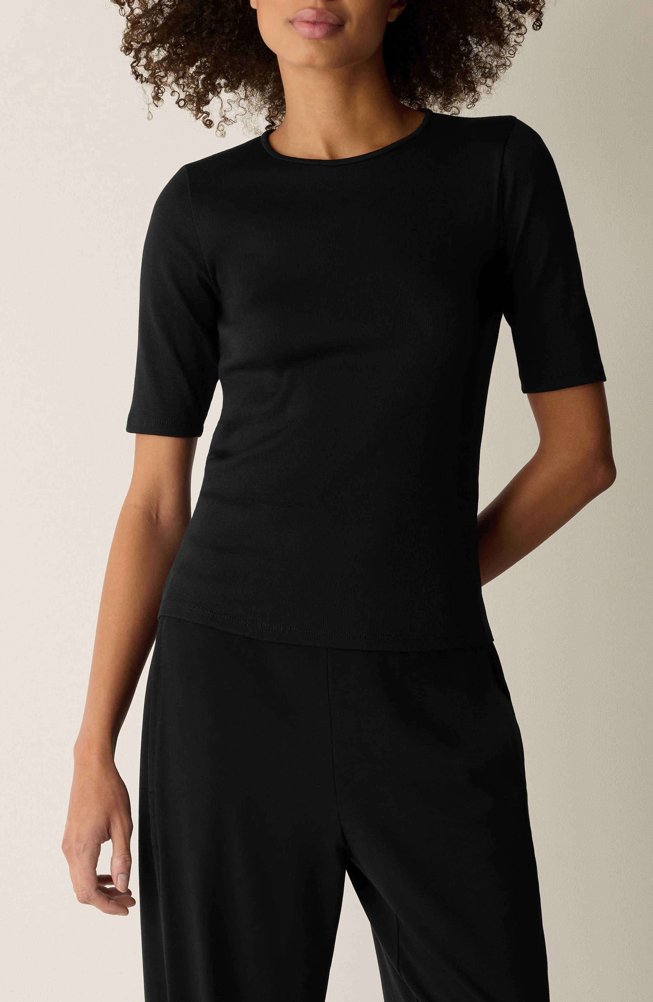Eileen Fisher Crewneck T-Shirt in Black at Nordstrom - 1