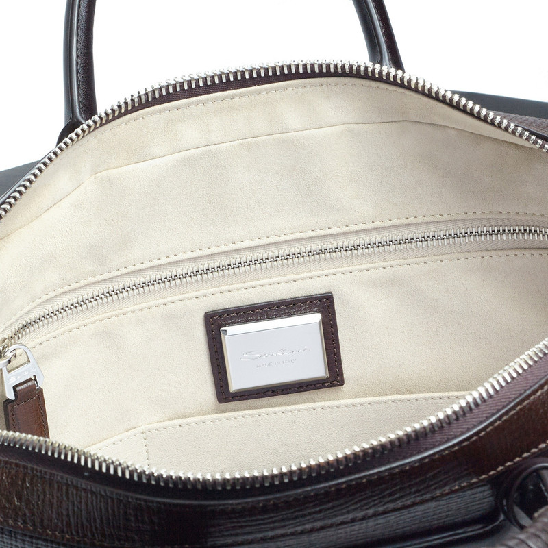 Brown embossed leather briefcase 3